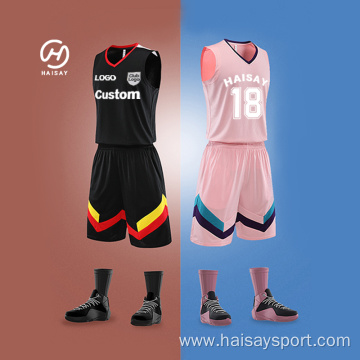 Custom Men Kids Women Breathable Black Red Basketball Jersey and Shorts Basketball Reversible Uniforms Jersey Basketball Wear